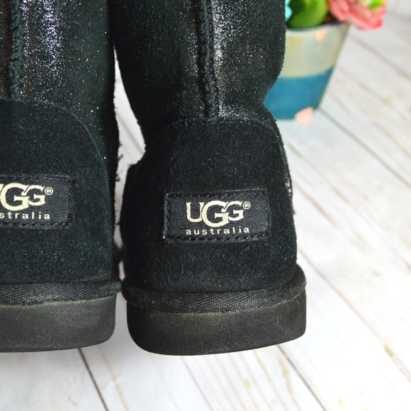 UGG Sparkle Black Metallic Classic Short Boots - Picture 3 of 8